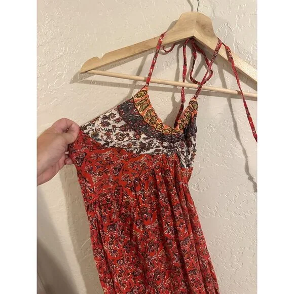 Y Sivana Maylene Boho Ruffle Paisley Halter Hippie Flare Leg Jumpsuit Romper - Picture 4 of 12